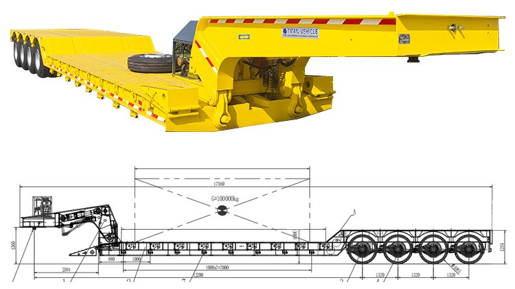 Semirremolque Lowboy Cuello de Ganso 4 Ejes 100 Toneladas En Venta En Costa Rica
