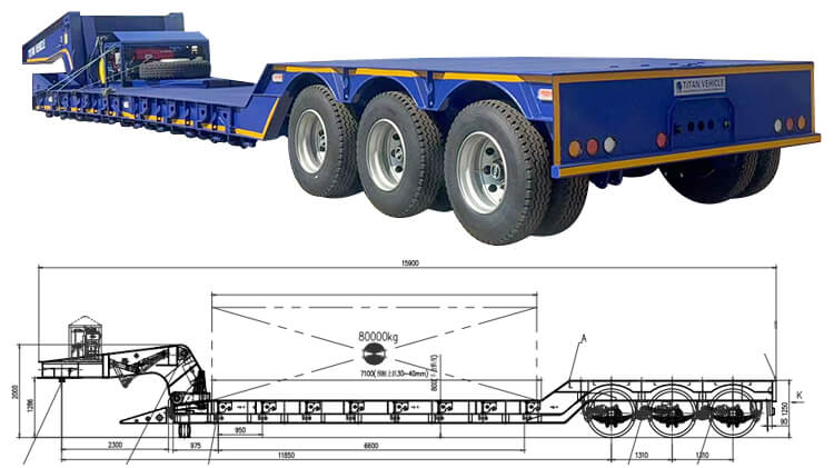 Lowboy Remolque Cama Baja Cuello de Ganso 3 Ejes 60 Toneladas Desmontable En Venta En Costa Rica