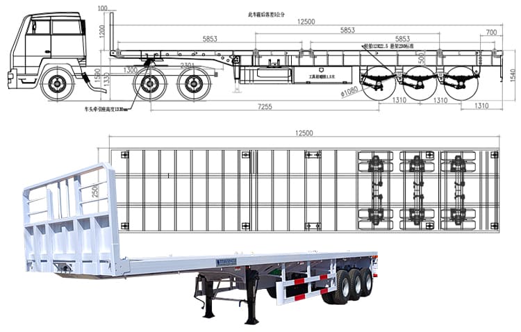 Tri Axle Flatbed Semi Trailer for Sale