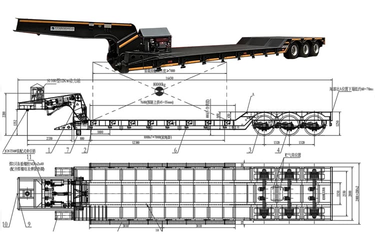 3 Axle 80 Ton Removable Gooseneck Trailer RGN for Sale