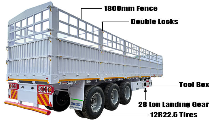 3 Axle 60 Ton Fence Semi Trailer for Sale in Tanzania