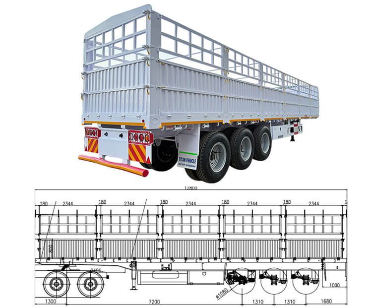 3 Axle 60 Ton Fence Semi Trailer for Sale in Tanzania