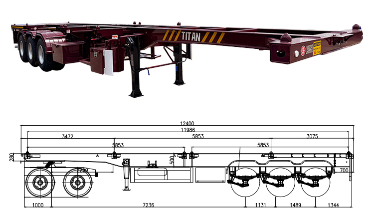 3 Axle 40 Ft Container Chassis Trailer for Sale in Jamaica