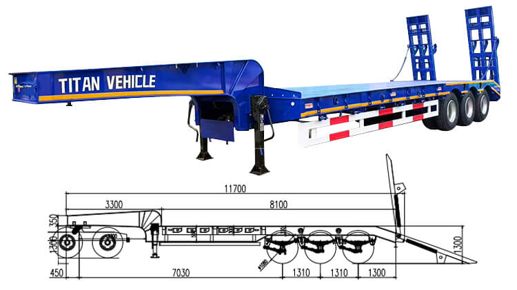 3 Axle 80 Ton Lowbed Truck Trailer for Sale in Nigeria