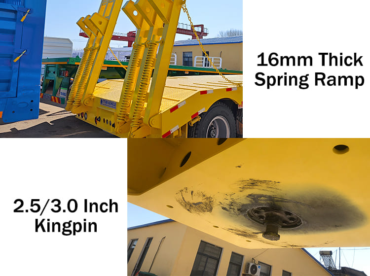 Tri 3 Axle 60 Ton Lowbed Semi Tractor Trailers Lorry with Ramp Price for Sale