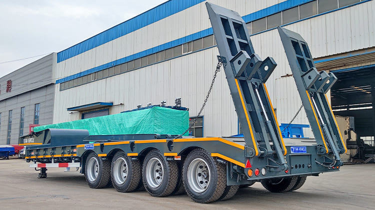 Hydraulic 4 Axle 100 Ton Low Bed Trailer Truck Price for Sale