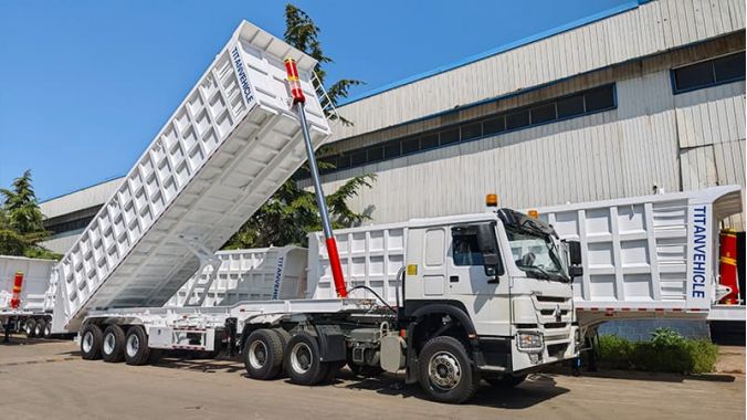 Dump Semi Trailer Hydraulic Lift Test